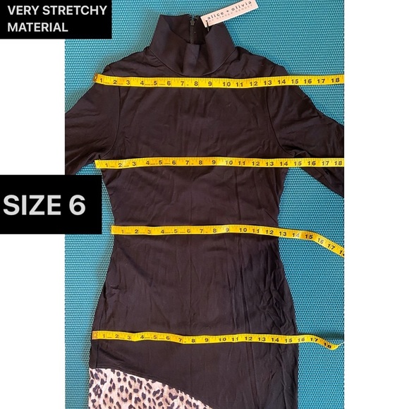 Alice + Olivia Delora Black White Turtleneck Leopard Patchwork Mini Dress - Picture 10 of 16